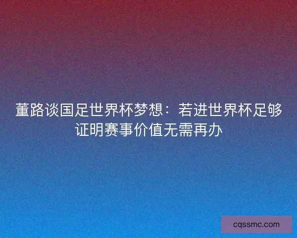 董路谈国足世界杯梦想：若进世界杯足够证明赛事价值无需再办